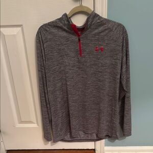 Under Armour Heathered Gray and Red Pullover